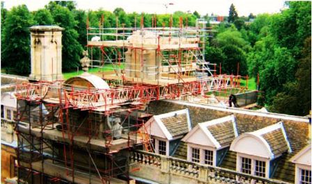 Access scaffold at Old Court, Clare College, Cambridge