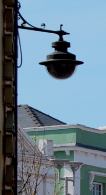 CCTV camera fixed to exterior of histoirc building