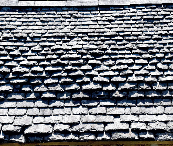 Original slates on the roof of the lychgate
