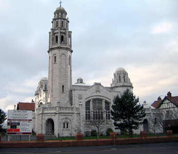 The White Church, Lytham St Annes, mainly built of stone and brick but incorporating reinforced concrete elements