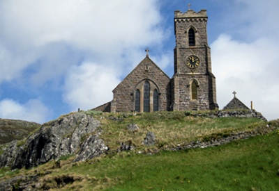 View of the church today, standing on an exposed rocky outcrop
