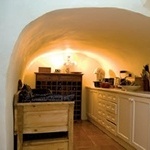Vaulted cellar of a Georgian terraced house adapted as kitchen extension