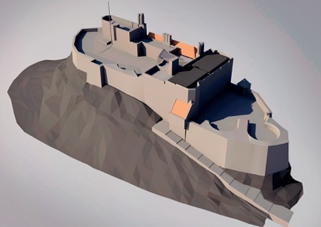 Simple digital model of the castle and outcrop
