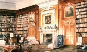Watercolour showing Newhailes library's extensive collection
