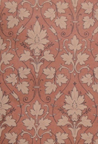 Reproduction of the Tapestry Room wallpaper replicating its faded, reddish-brown colouring