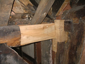 Repair to timber frame at Nantclwyd House
