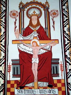 The Trinity wall painting, which depicts Christ on the Cross with God the Father seated on a throne behind him