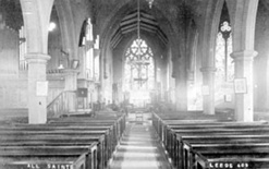 B/w photograph of the interior of All Saints’ Church, York Road, Leeds