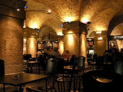 Restaurant in the brick-vaulted undercroft of St Martin in the Fields