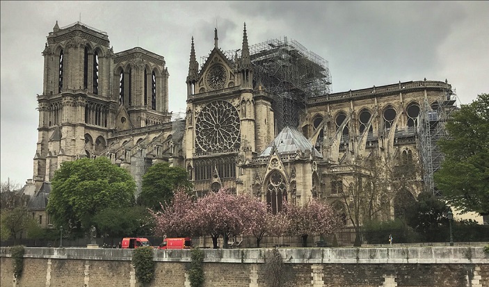 Damaged Notre Dame after the fire