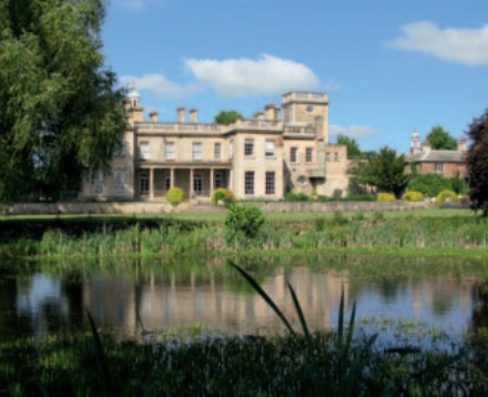 Brackenhurst Hall as it is today with the dew pond in the foreground