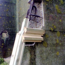 Formwork fixed to a buttress during repairs