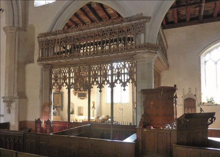 The loft of a parclose screen in Bardolf Chapel
