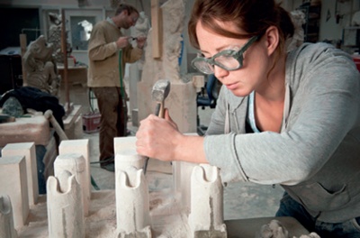 A female stonemason at work