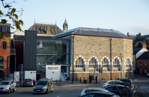 Cardigan Market Hall with a crisp new extension