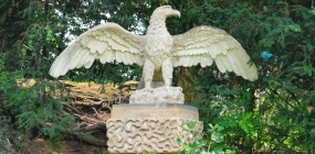 Restored artificial stone eagle designed by Felix Austin