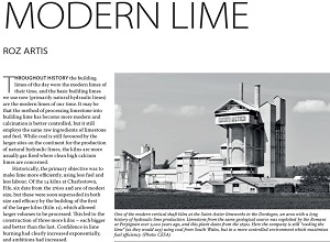 The Building Conservation Directory 2020 edition, article on modern lime