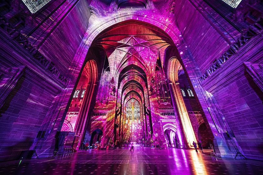 Luxmuralis art at Liverpool Cathedral