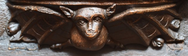 Medieval misericord carving of a bat