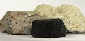 Historic mortar samples including natural air lime and a range of pozzolanic mortars. 